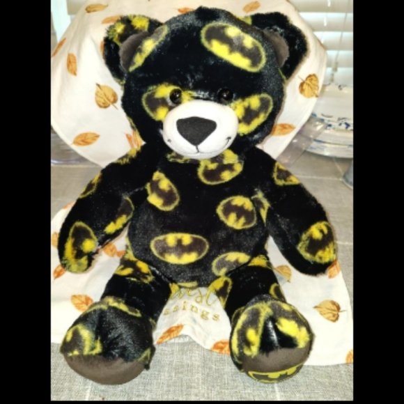 Build-A-Bear Workshop BAB DC Comics Batman Plush Bear Black Yellow Logo 17 inch - Picture 1 of 11